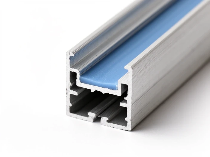 Cross-section of aluminum profile showing thermal break