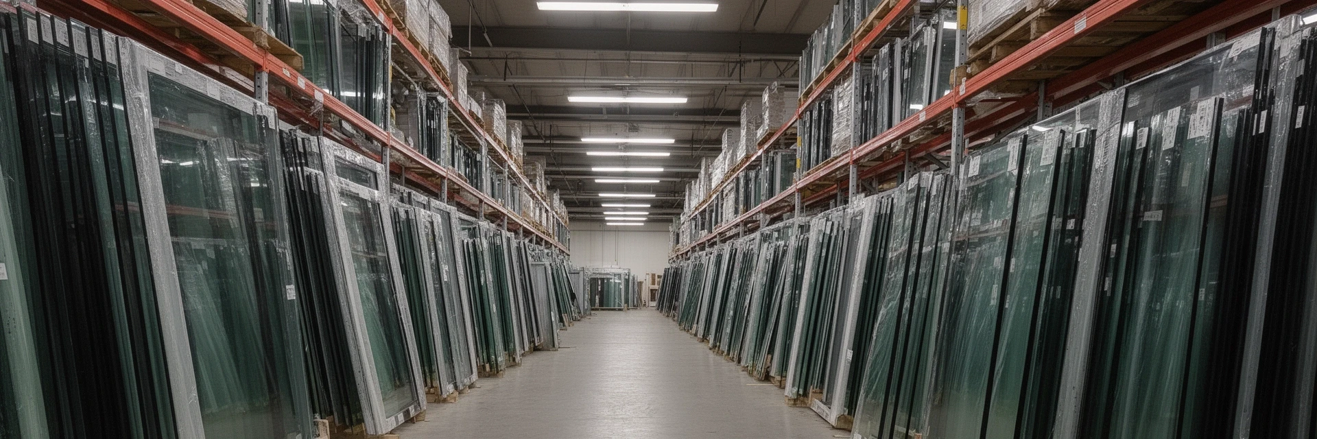Glass units stored in warehouse