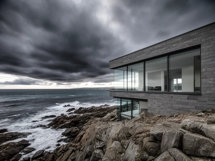 House near the coast with large glazed openings